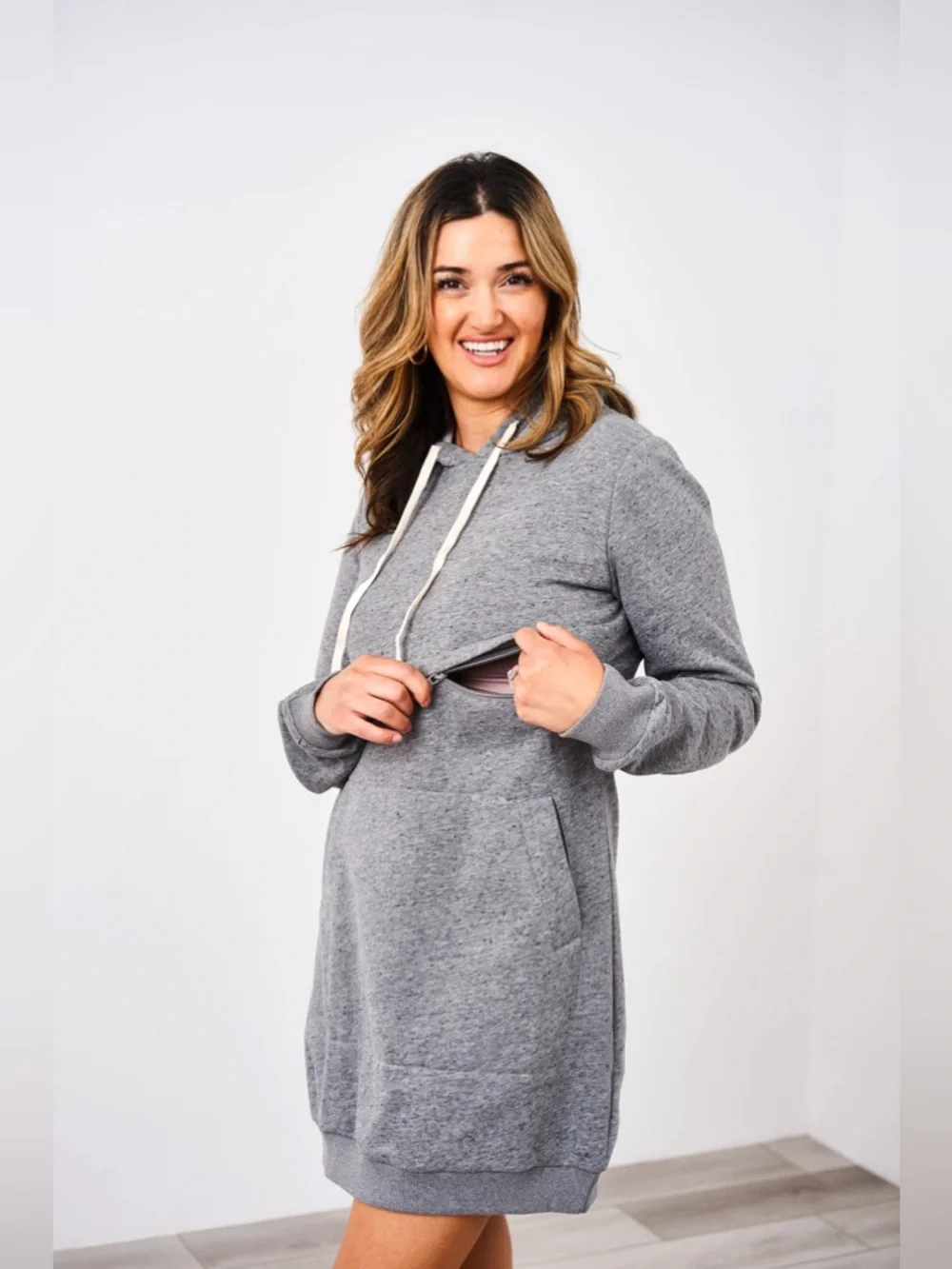 Latched Mama Hoodie Sweatshirt Nursing Dress - Picture 2 of 15